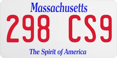 MA license plate 298CS9