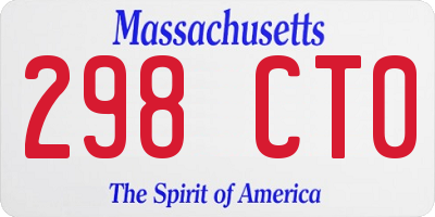 MA license plate 298CT0