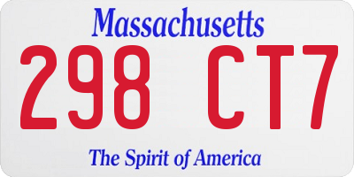 MA license plate 298CT7
