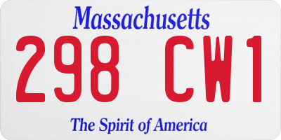 MA license plate 298CW1