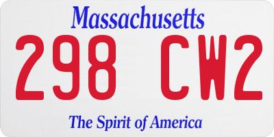 MA license plate 298CW2