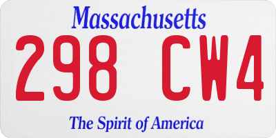 MA license plate 298CW4