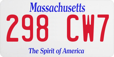 MA license plate 298CW7