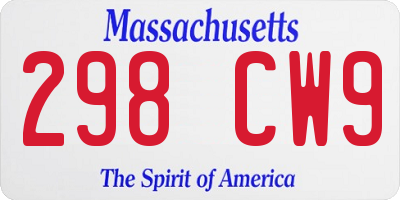 MA license plate 298CW9