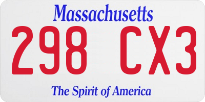 MA license plate 298CX3