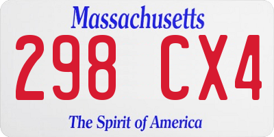MA license plate 298CX4