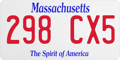 MA license plate 298CX5