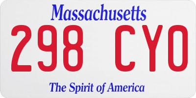 MA license plate 298CY0