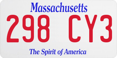 MA license plate 298CY3