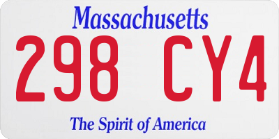 MA license plate 298CY4