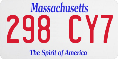 MA license plate 298CY7