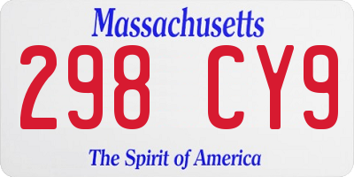 MA license plate 298CY9
