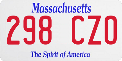 MA license plate 298CZ0
