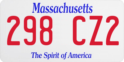 MA license plate 298CZ2
