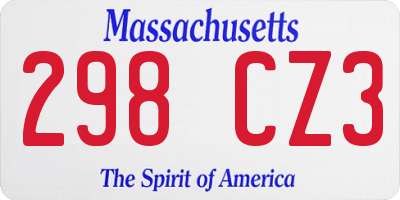 MA license plate 298CZ3