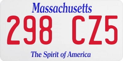 MA license plate 298CZ5
