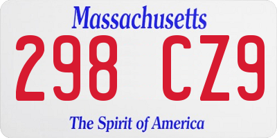 MA license plate 298CZ9