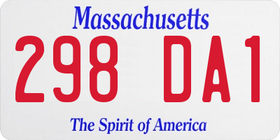 MA license plate 298DA1
