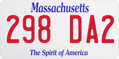 MA license plate 298DA2