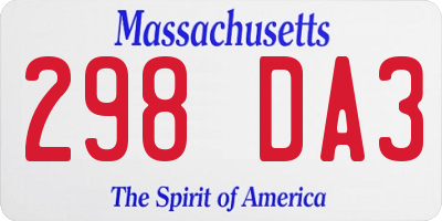 MA license plate 298DA3