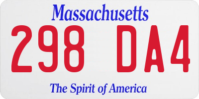 MA license plate 298DA4