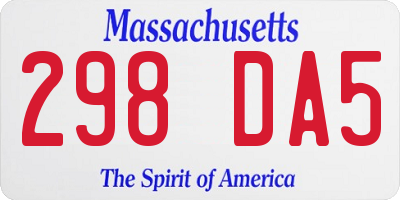 MA license plate 298DA5