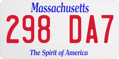 MA license plate 298DA7