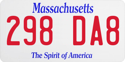 MA license plate 298DA8