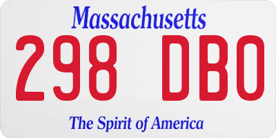 MA license plate 298DB0
