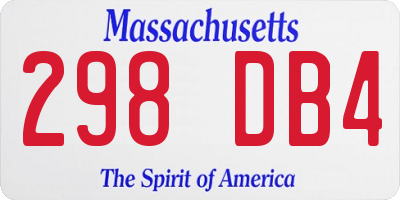 MA license plate 298DB4