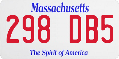 MA license plate 298DB5