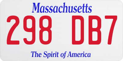 MA license plate 298DB7