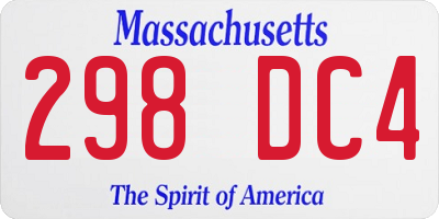 MA license plate 298DC4