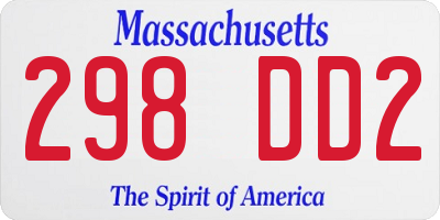 MA license plate 298DD2