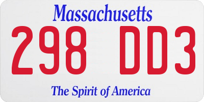 MA license plate 298DD3