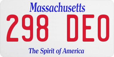 MA license plate 298DE0