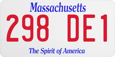 MA license plate 298DE1