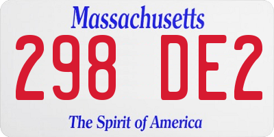 MA license plate 298DE2