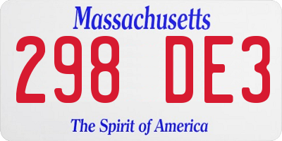 MA license plate 298DE3