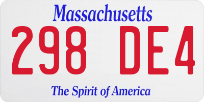 MA license plate 298DE4
