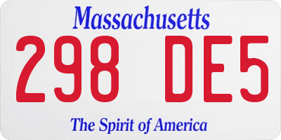 MA license plate 298DE5