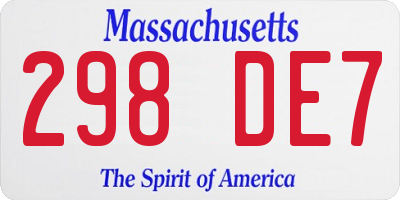 MA license plate 298DE7