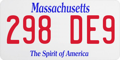 MA license plate 298DE9