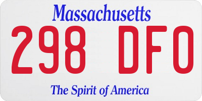MA license plate 298DF0