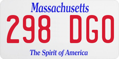 MA license plate 298DG0