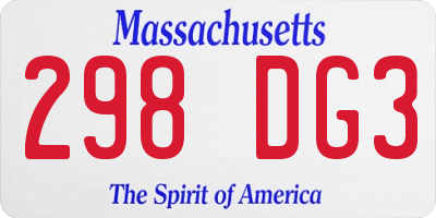 MA license plate 298DG3