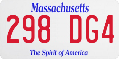 MA license plate 298DG4