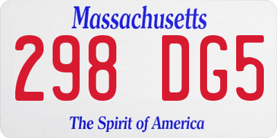 MA license plate 298DG5