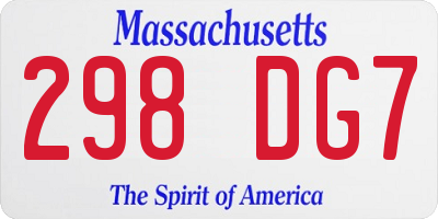 MA license plate 298DG7