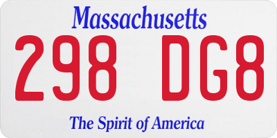 MA license plate 298DG8